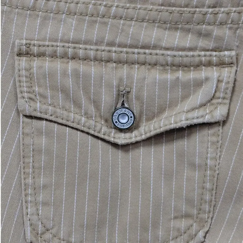 Gap Low Rise Cropped Beige Pocket Pinstripe Capri Pants Women Size 1